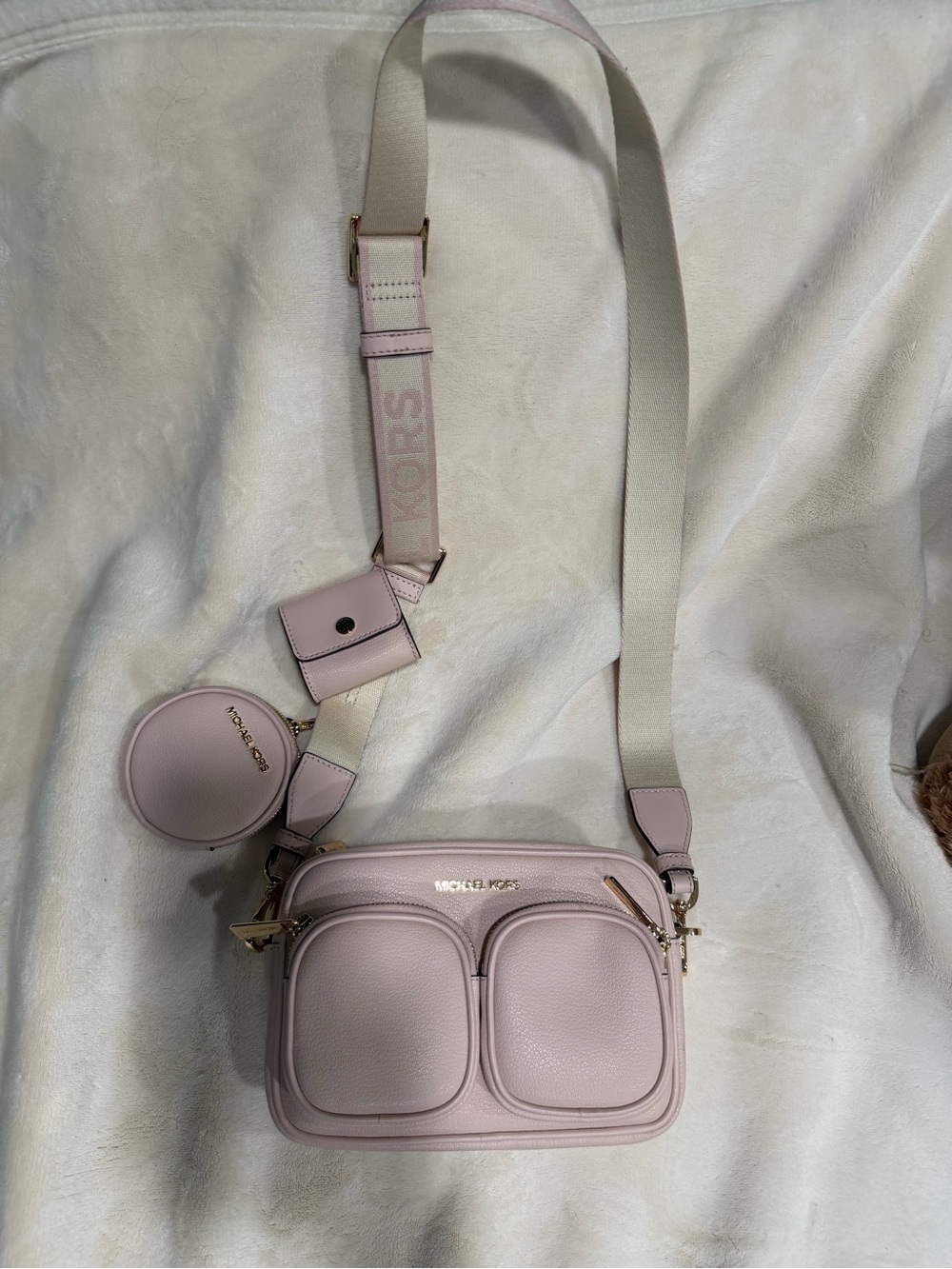 Michael Kors Blush Pebbled Leather Crossbody with Coin Pouch